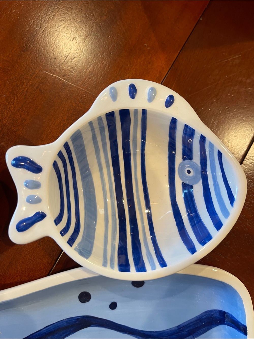 Crate & BarrelHand-Painted Blue Ceramic Fish Serving Set - Blue - Picture 5 of 6